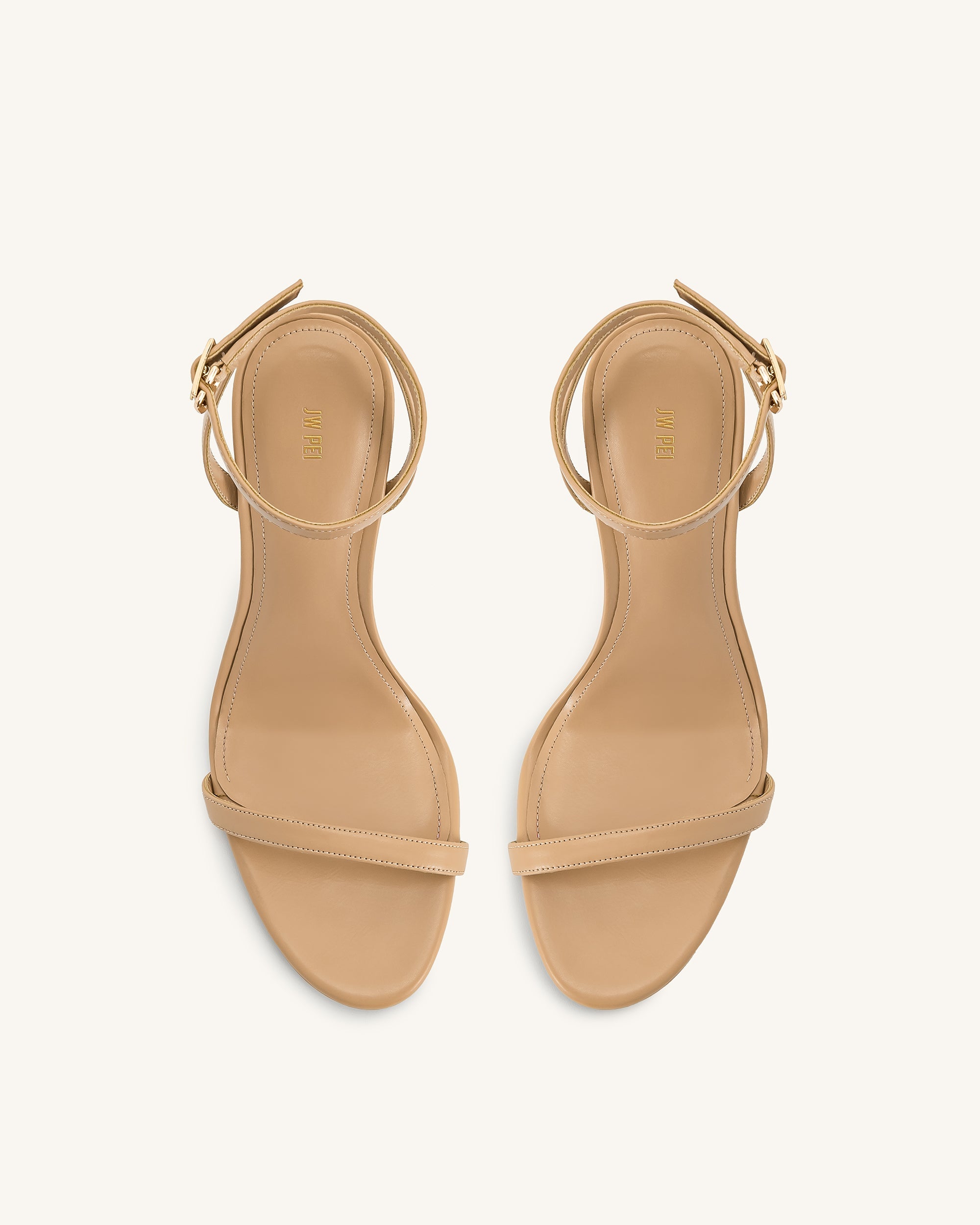 Jw Pei Alivia Gold Metal Heel Sandals Khaki
