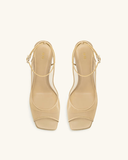 Jw Pei Serenity Open Toe Mesh Slingback Sandals Khaki