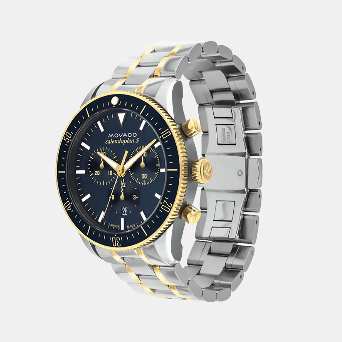 Movado Heritage Calendoplan S Men Quartz Blue Dial Chronograph Stainless Steel Watch 3650126