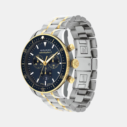 Movado Heritage Calendoplan S Men Quartz Blue Dial Chronograph Stainless Steel Watch 3650126