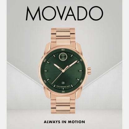 Movado Bold Verso Men Quartz Green Dial Analog Stainless Steel Watch 3601138