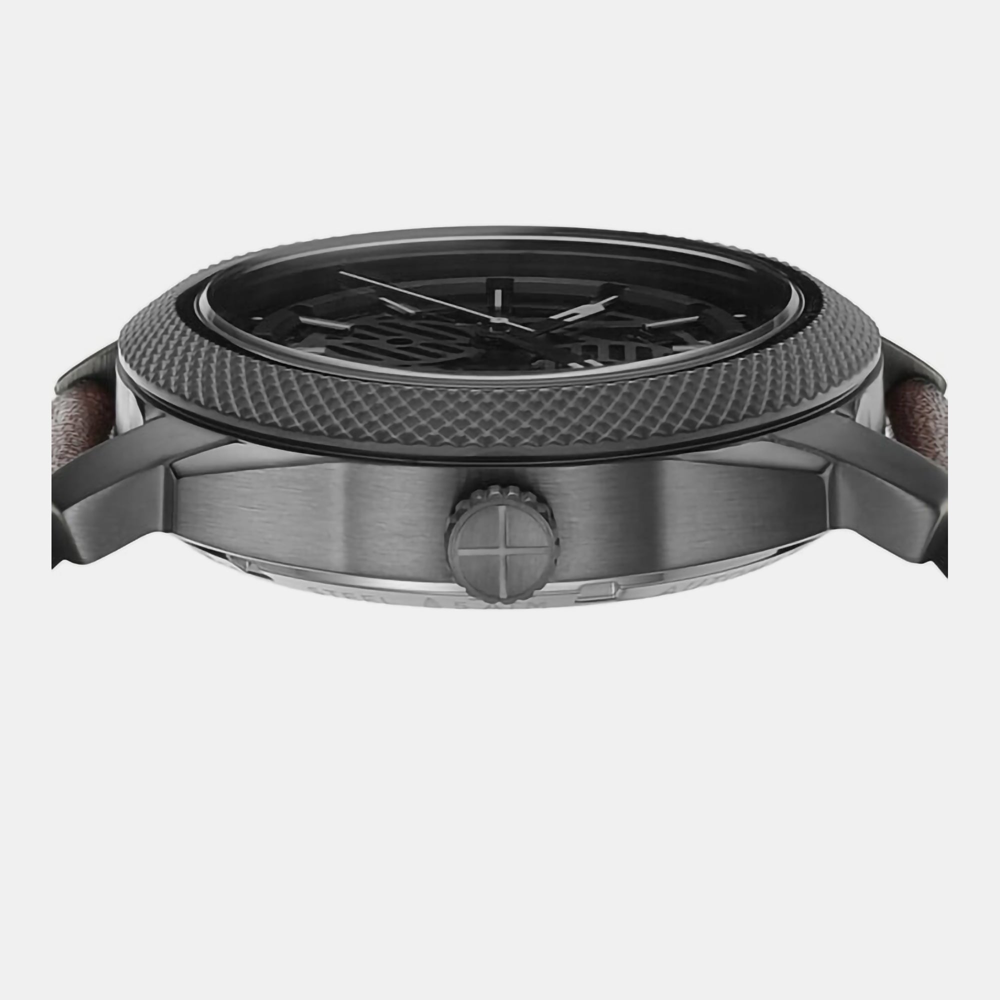 Fossil Machine Men Automatic Grey Dial Analog Leather Watch Me3254