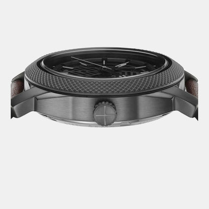 Fossil Machine Men Automatic Grey Dial Analog Leather Watch Me3254