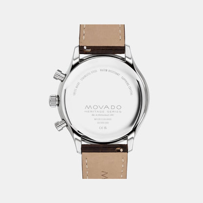 Movado Heritage Circa Men Quartz White Dial Chronograph Stainless Steel Watch 3650132