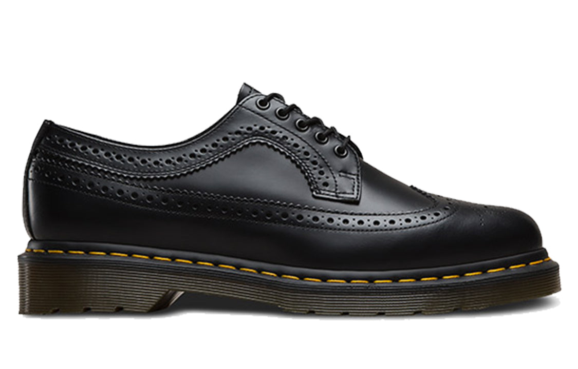 Dr. Martens 3989 Yellow Stitch Smooth Leather Brogue Black