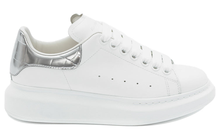 Alexander McQueen Oversized White Silver Croco (Women's)
