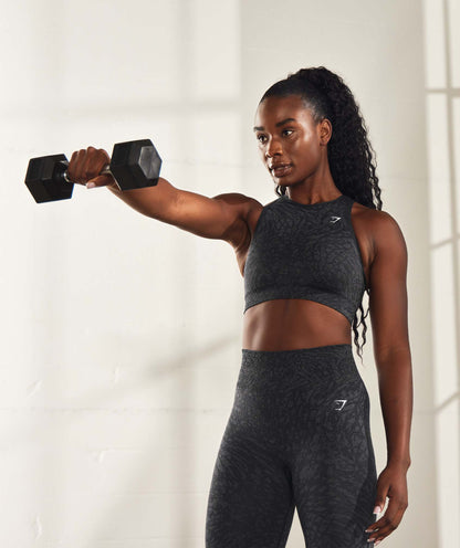 Women's Gymshark Adapt Animal Seamless Sports Bra Wild | Black