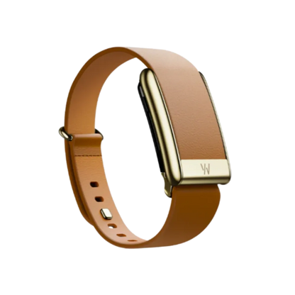 Whoop 5.0 Leatherluxe Tapered Camel with Gold Band - Only Strap  S/M