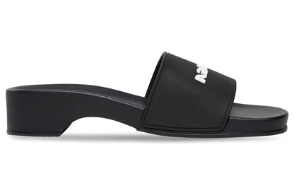 Balenciaga Logo Pool Clog Slide Black White (Women's)