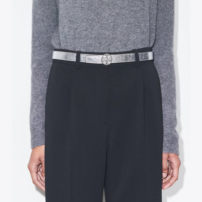 Tory Burch 1" Miller Metallic Belt Black/Silver