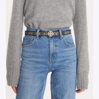 Tory Burch 1" Miller Monogram Belt Tory Navy