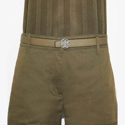 Tory Burch 1" Miller Reversible Belt Wild Mushroom/Warm Fire/Silver