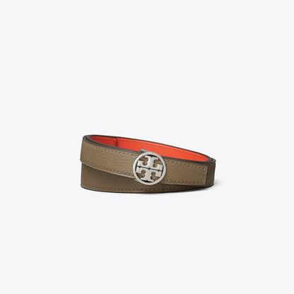 Tory Burch 1" Miller Reversible Belt Wild Mushroom/Warm Fire/Silver
