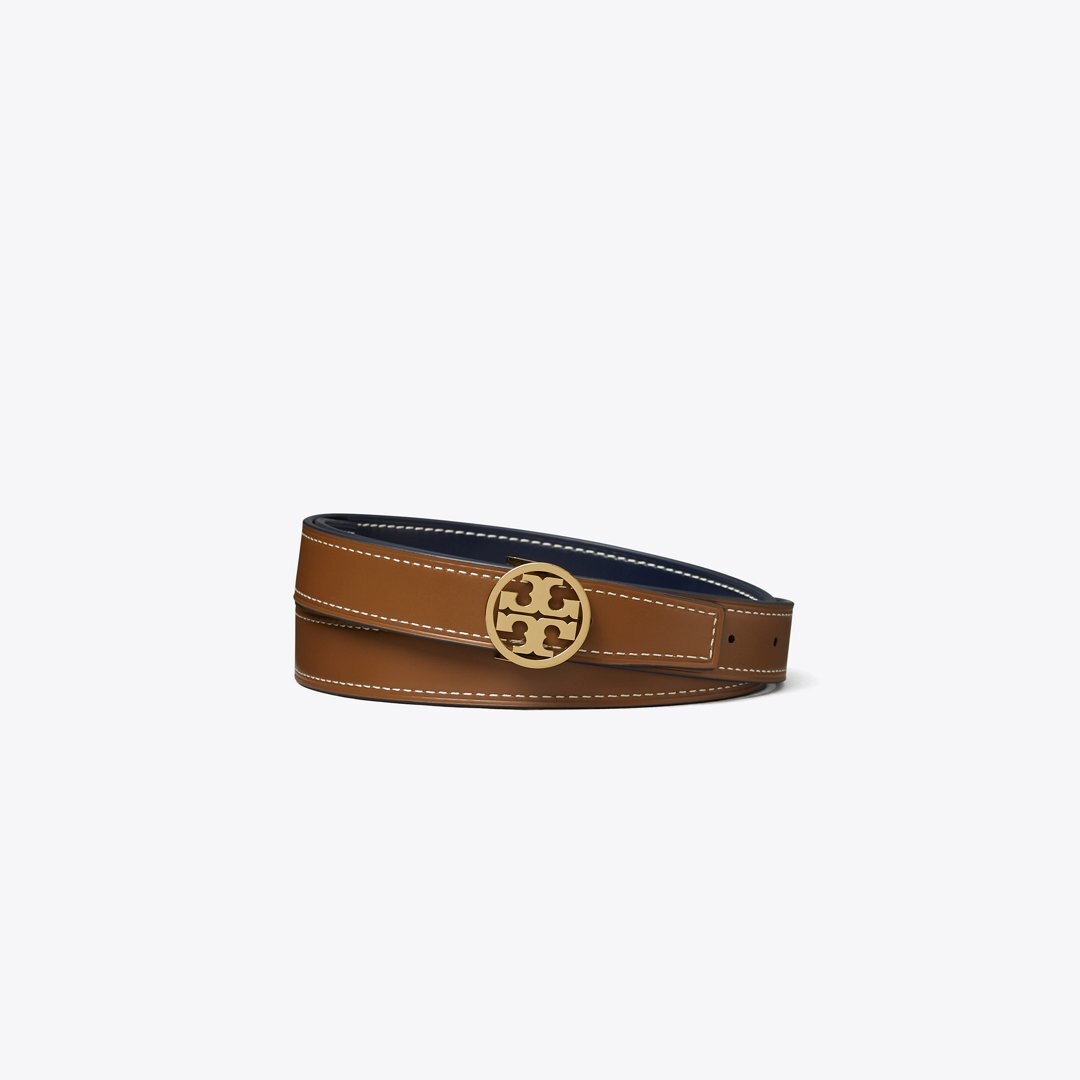 Tory Burch 1" Miller Smooth Reversible Belt Tory Navy / Moose / Gold