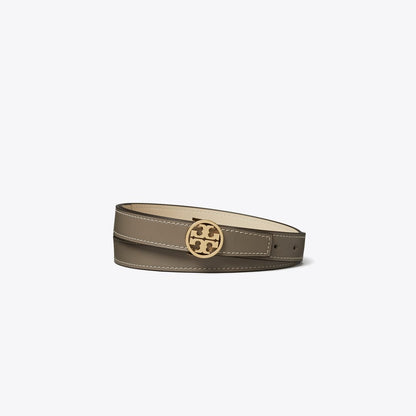 Tory Burch 1" Miller Smooth Reversible Belt Gray Heron / New Cream / Gold