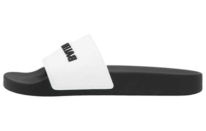 Balenciaga Pool Slides Logo White Black (Women's)