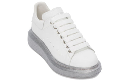 Alexander McQueen Oversized White Silver Glitter Sole (Women's)