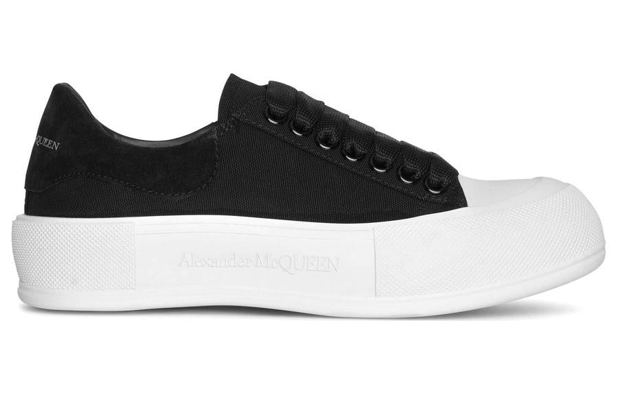 Alexander McQueen Deck Skate Plimsoll Lace-Up Black White (Women's)