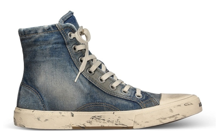 Balenciaga Paris High Top Blue Destroyed Denim