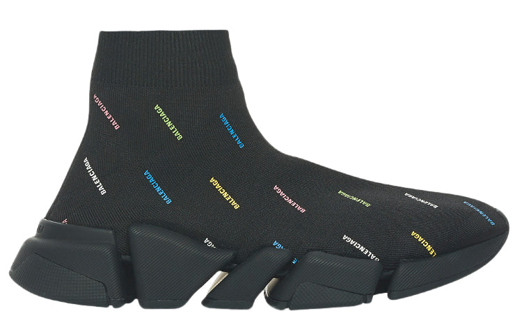 Balenciaga Speed 2.0 AllOver Logo Recycled Knit Black Multicolor (Women's)