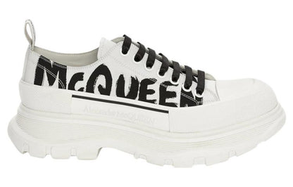 Alexander McQueen Tread Slick Low Lace Up Leather Graffiti White Black White