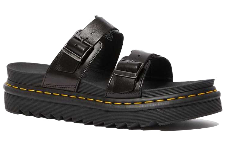 Dr. Martens Myles Brando Leather Buckle Slide Sandal Black