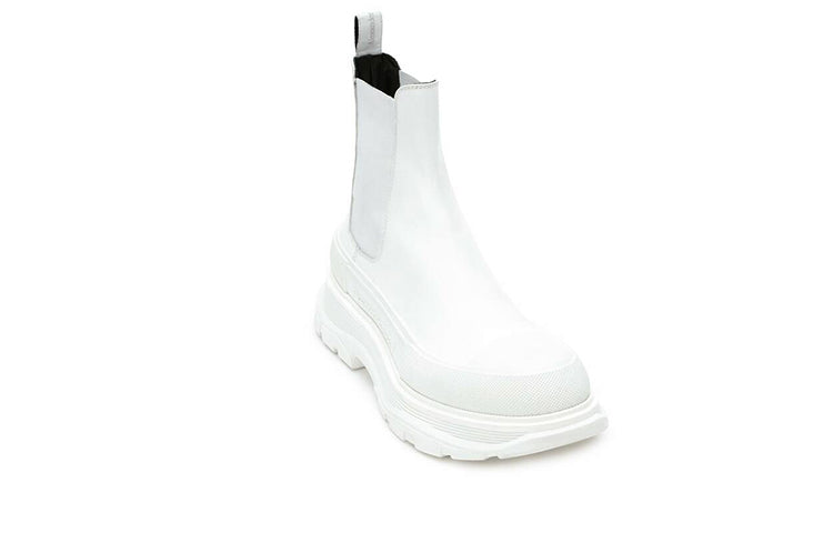 Alexander McQueen Tread Slick Chelsea Boot Leather Triple White
