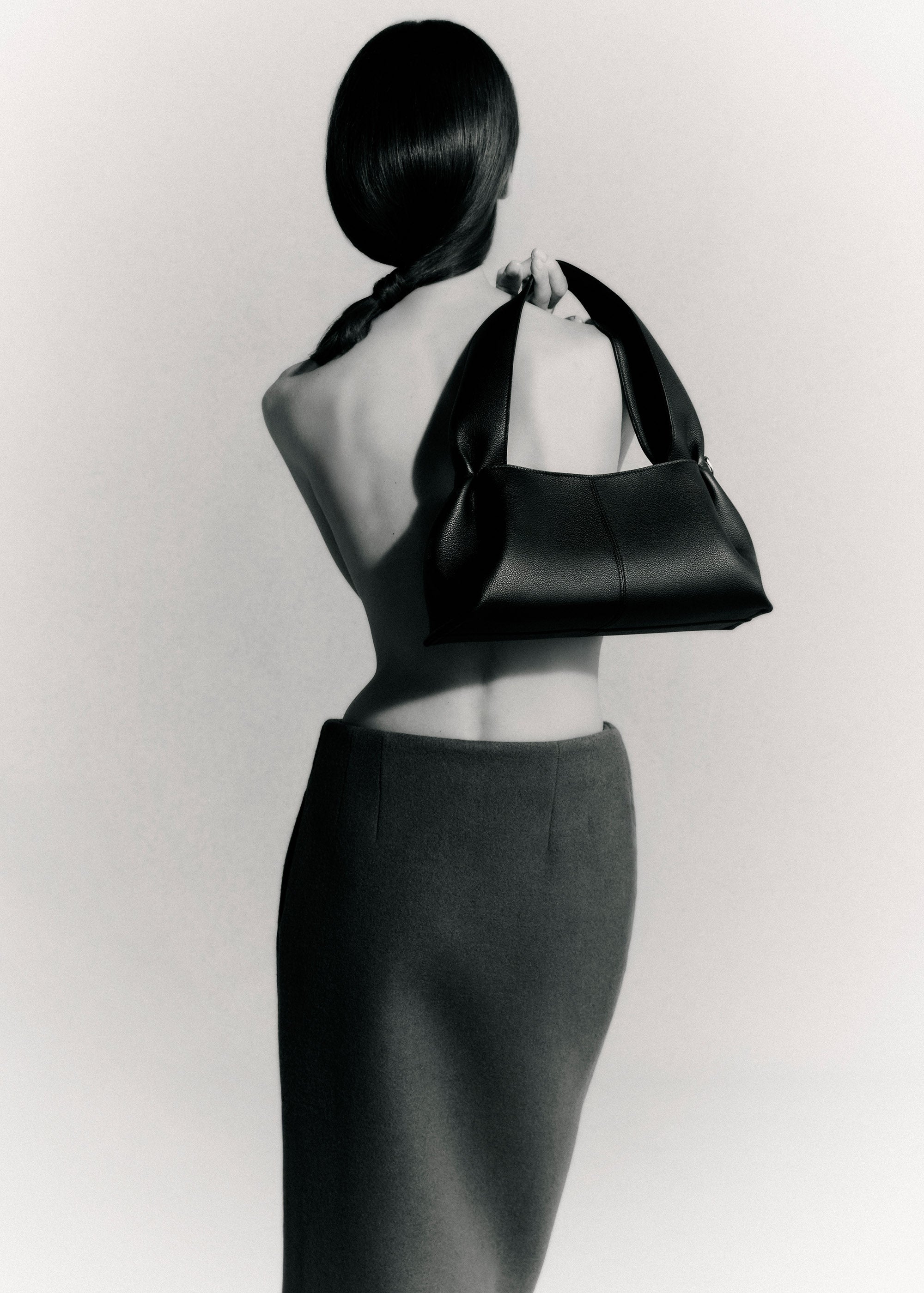 Polene Numero Neuf East West Textured Black