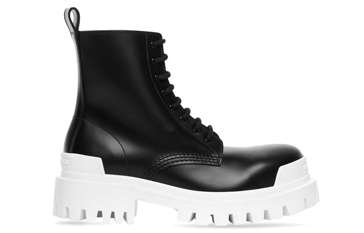 Balenciaga Strike Lace-Up Boot Black White