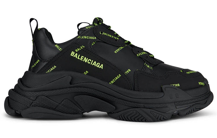Balenciaga Triple S Allover Logo Black Green
