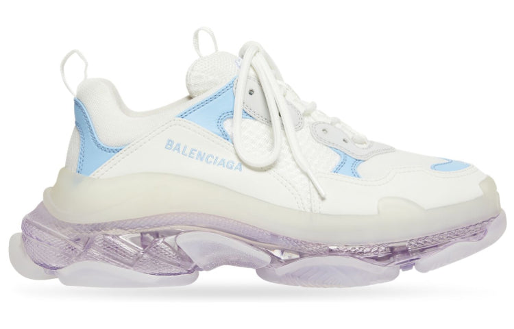 Balenciaga Triple S Clear Sole Leather Free Light Blue Grey Light Purple White (Women's)