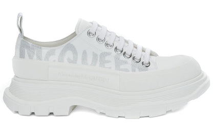 Alexander McQueen Tread Slick Low Lace Up Graffiti White Silver (Women's)