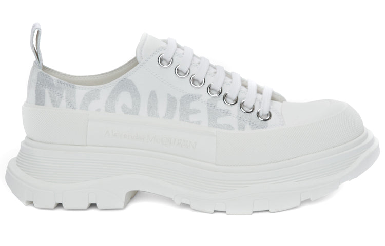 Alexander McQueen Tread Slick Low Lace Up Graffiti White Silver (Women's)