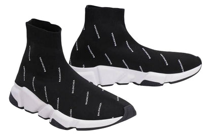 Balenciaga Speed Trainer Logo Print Black White