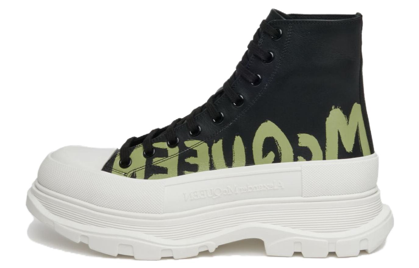 Alexander McQueen Tread Slick Boot Graffiti Black Khaki
