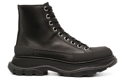 Alexander McQueen Tread Slick Boot Leather Black Black (Women's)
