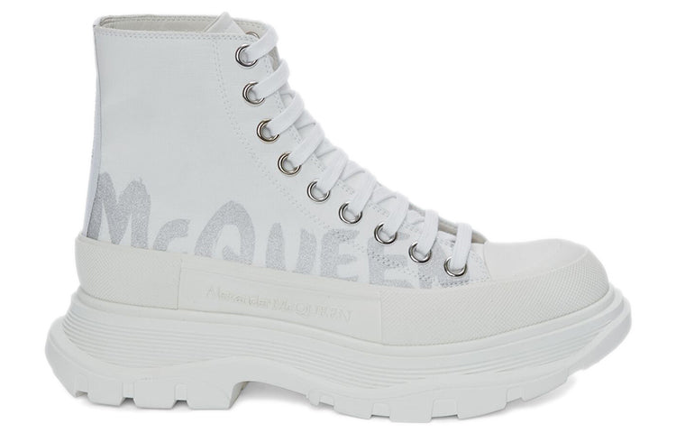 Alexander McQueen Tread Slick Boot Graffiti White Silver (Women's)