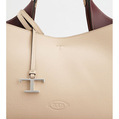 Tods Bag In Leather Mini Natural Burgundy