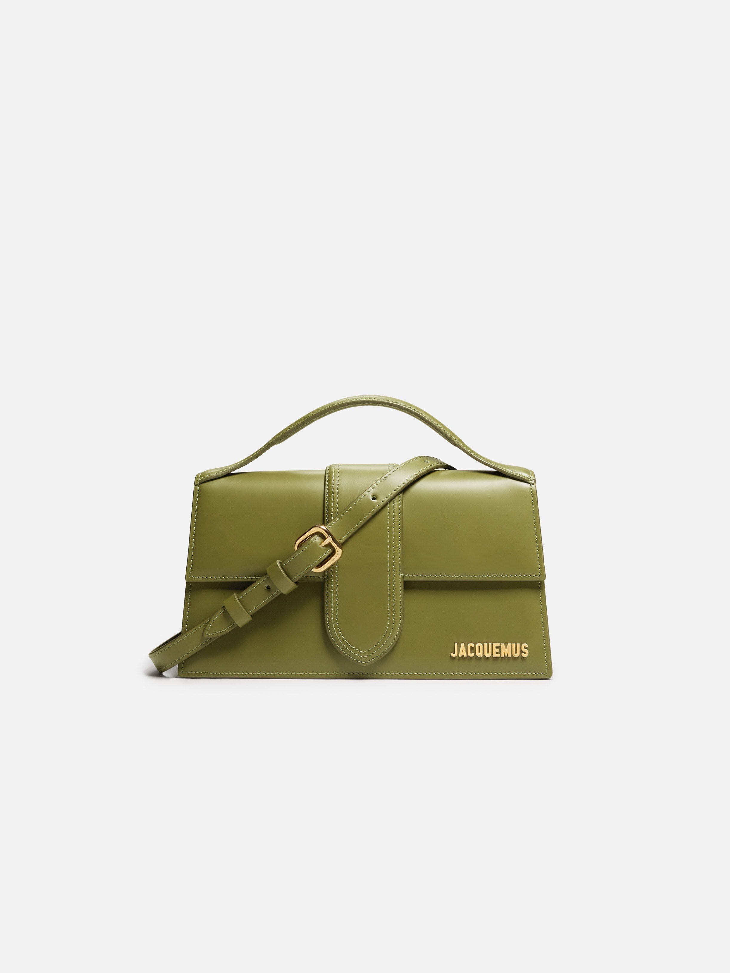 Jacquemus The Large Bambino Smooth Leather Structured Bag Khaki