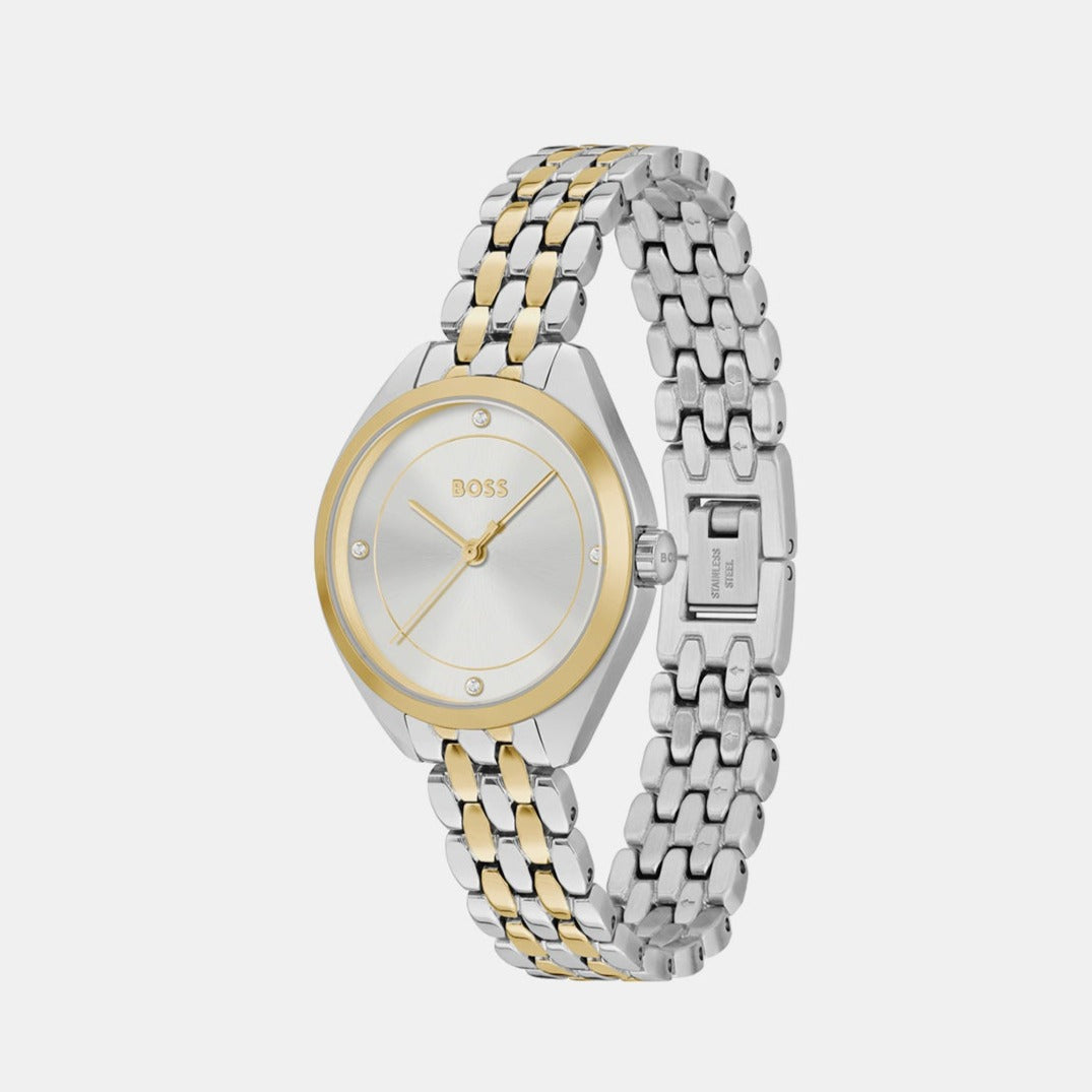 Boss Mae Women Quartz Silver Dial Analog Stainless Steel Watch 1502724