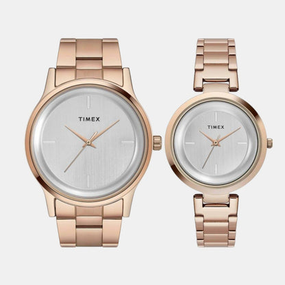 Timex Trendline Couple Quartz Dial Analog Stainless Steel Watch Tw00Pr294