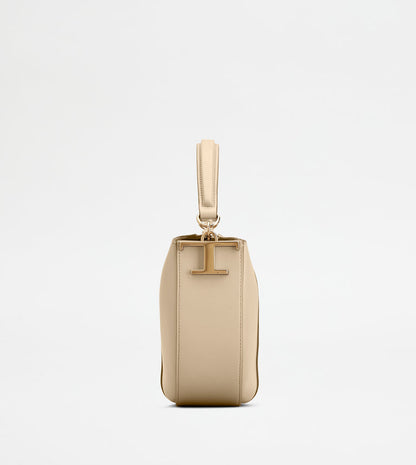 Tods T Case Hobo Bag In Leather Mini Beige