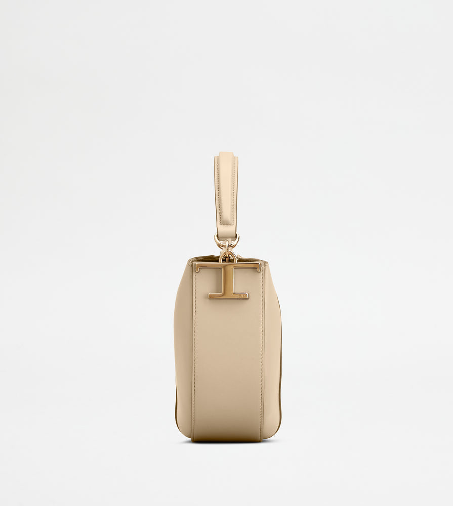 Tods T Case Hobo Bag In Leather Mini Beige