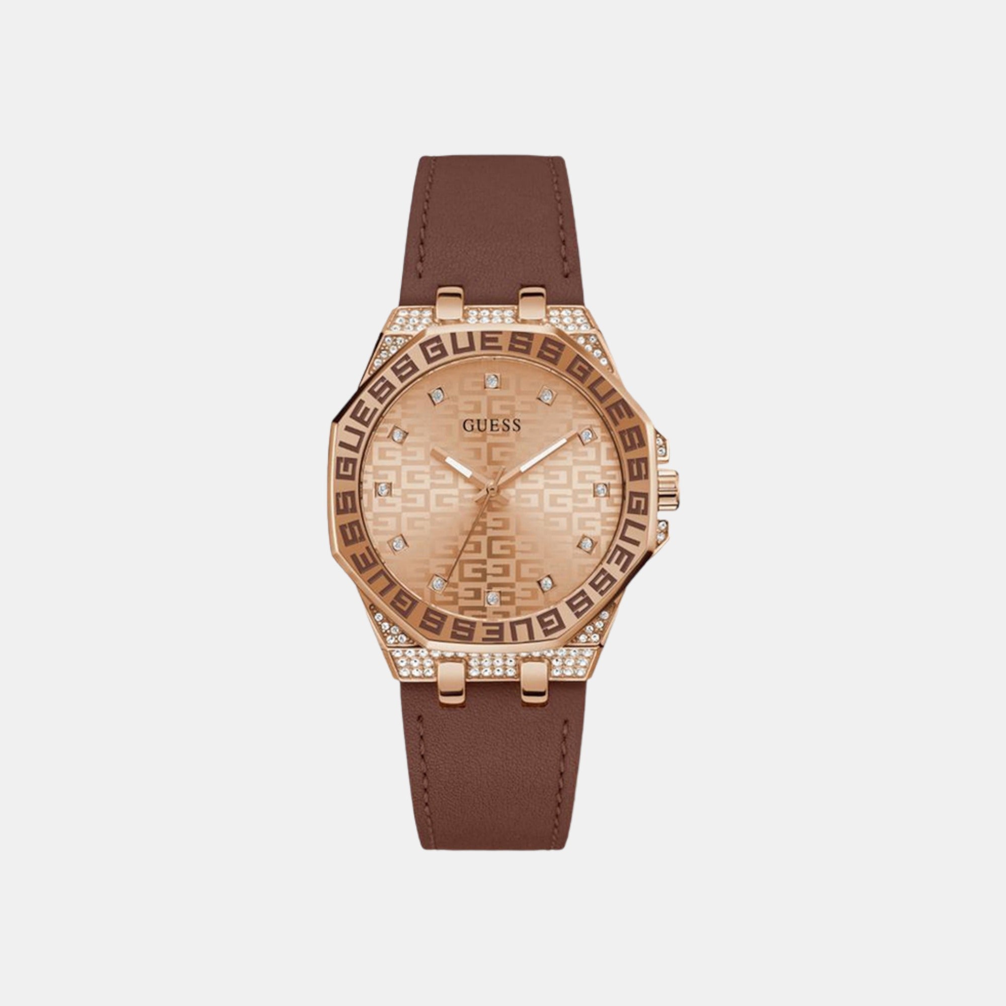 Guess Insignia Women Quartz Pink Dial Analog Leather Watch Gw0547L2