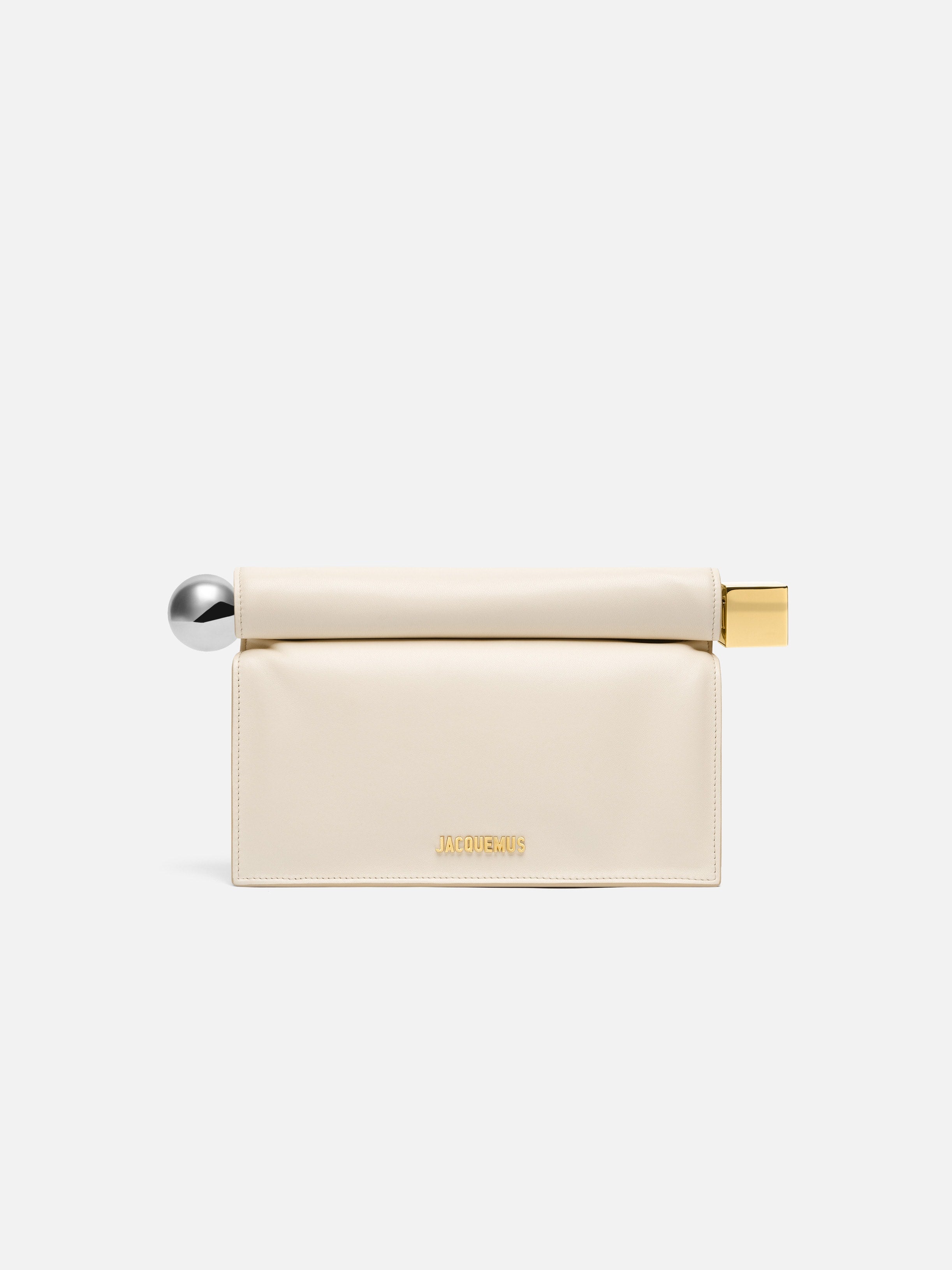 Jacquemus The Rond CarreClutch Nappa Leather Folded Clutch Light Ivory