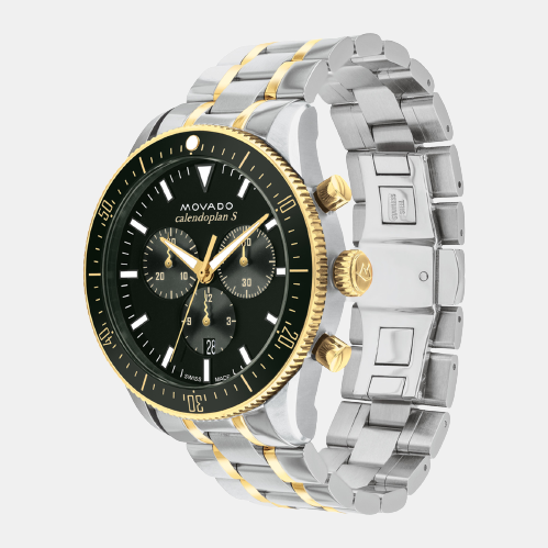 Movado Heritage Calendoplan S Men Quartz Green Dial Chronograph Stainless Steel Watch 3650167