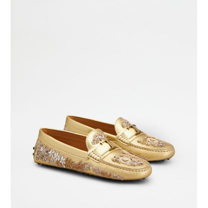 Tods T Timeless Gommino Driving Shoes In Leather Gold Womens