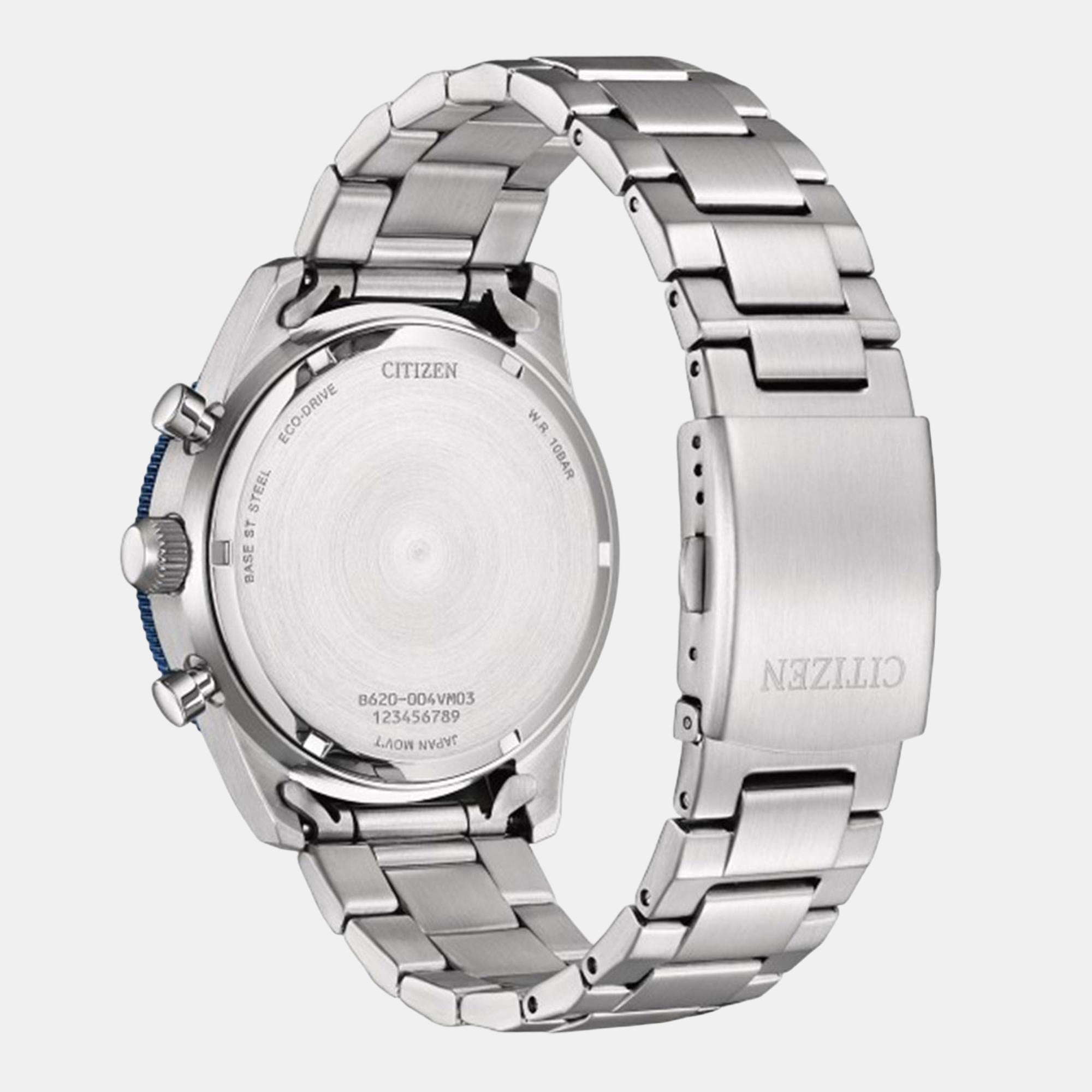 Citizen Eco-Drive Men Quartz Blue Dial Chronograph Stainless Steel Ca4554-84L
