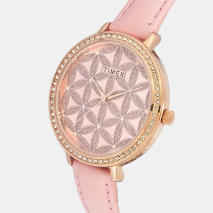 Timex Fashion Women Quartz Dial Analog Leather Watch Twel14707