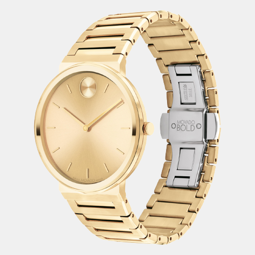 Movado Bold Horizon Men Quartz Yellow Dial Analog Stainless Steel Watch 3601081